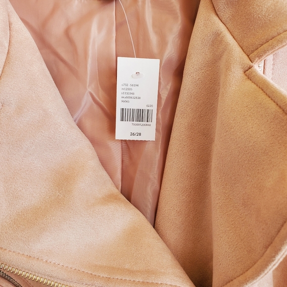 Lane Bryant Blush Pink Faux Suede Moto Jacket Asymmetrical Zip Size 26 28 - Picture 6 of 9